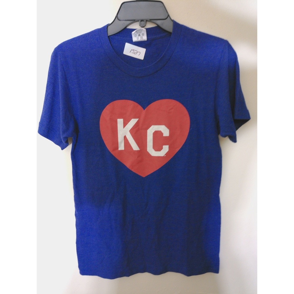 Charlie Hustle Graphic T-Shirt Men S Blue KC Heart Vintage Style Soft Tri-Blend
